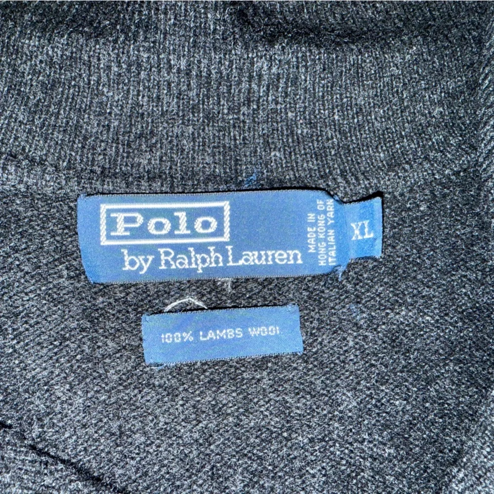 Polo Ralph Lauren Vintage Lambs Wool Men's Dark Gray Button Up Sweater XL